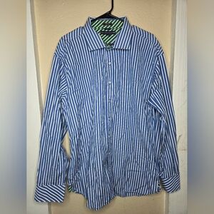 Tommy Hilfiger Shirt Mens XXL Striped Blue White Long Sleeves Button Down